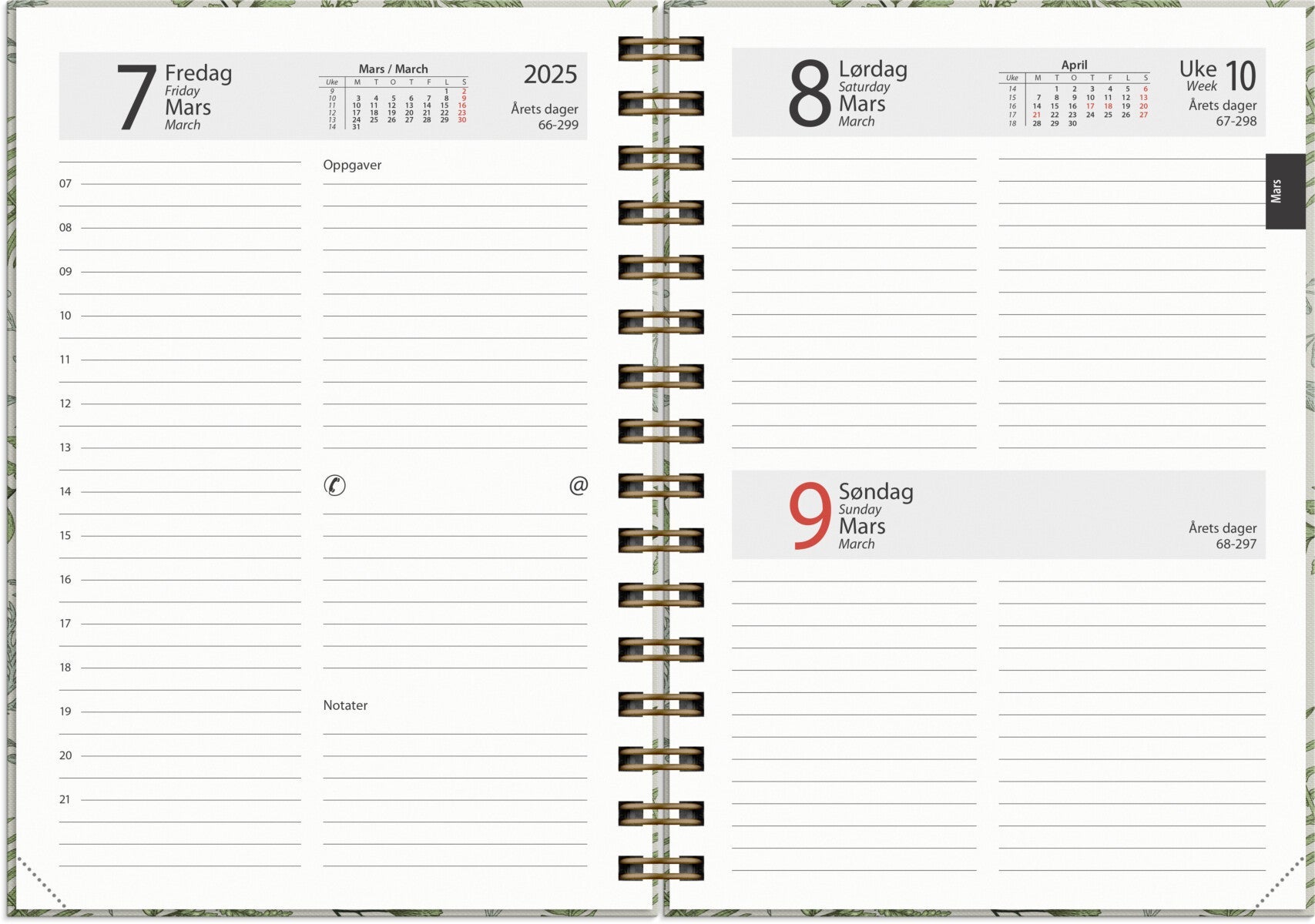 Dagbok Grieg Time Blad 2025 A5 spiral