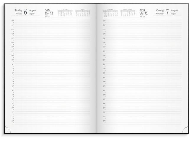 Dagbok Grieg 24 timer A4 2024 sort