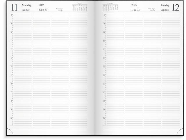 Timeavtalebok Grieg imitert 2025 sort