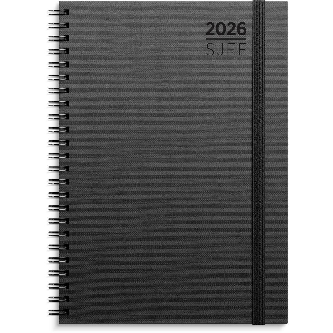 Sjefskalender Grieg A5 spiral 2026 sort