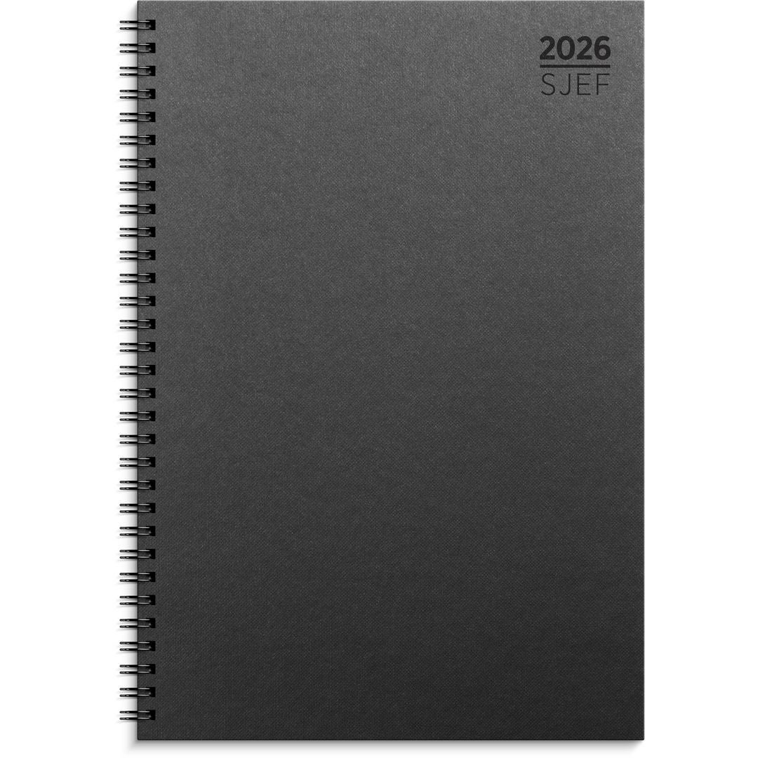Sjefskalender Grieg A4 spiral 2026 sort