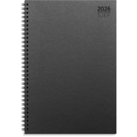 Sjefskalender Grieg A4 spiral 2026 sort