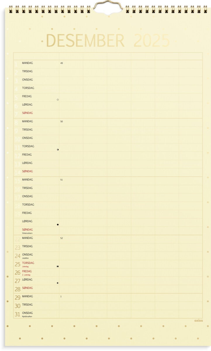 Familiekalender Grieg Color 25/26