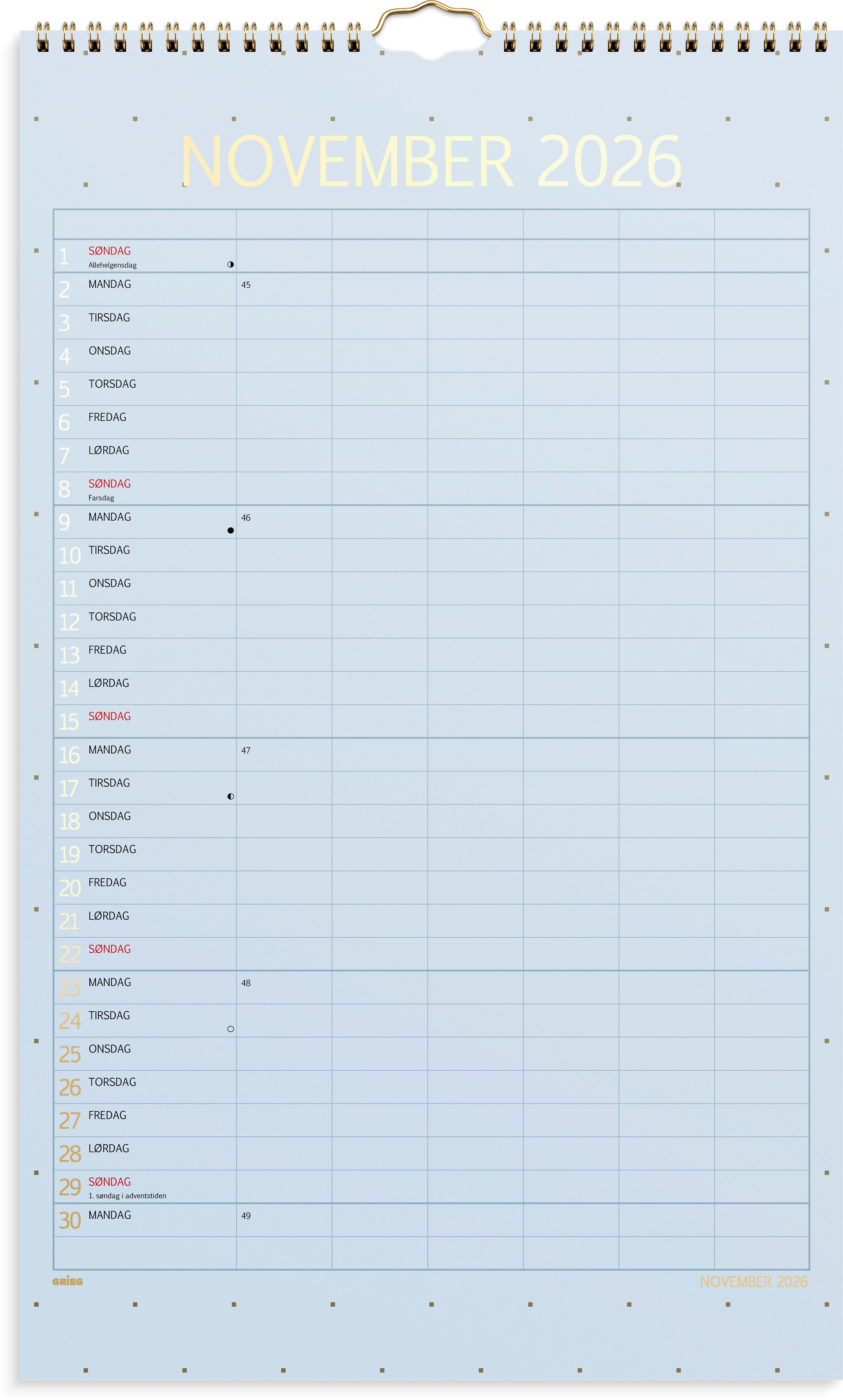 Familiekalender Grieg Color 26/27