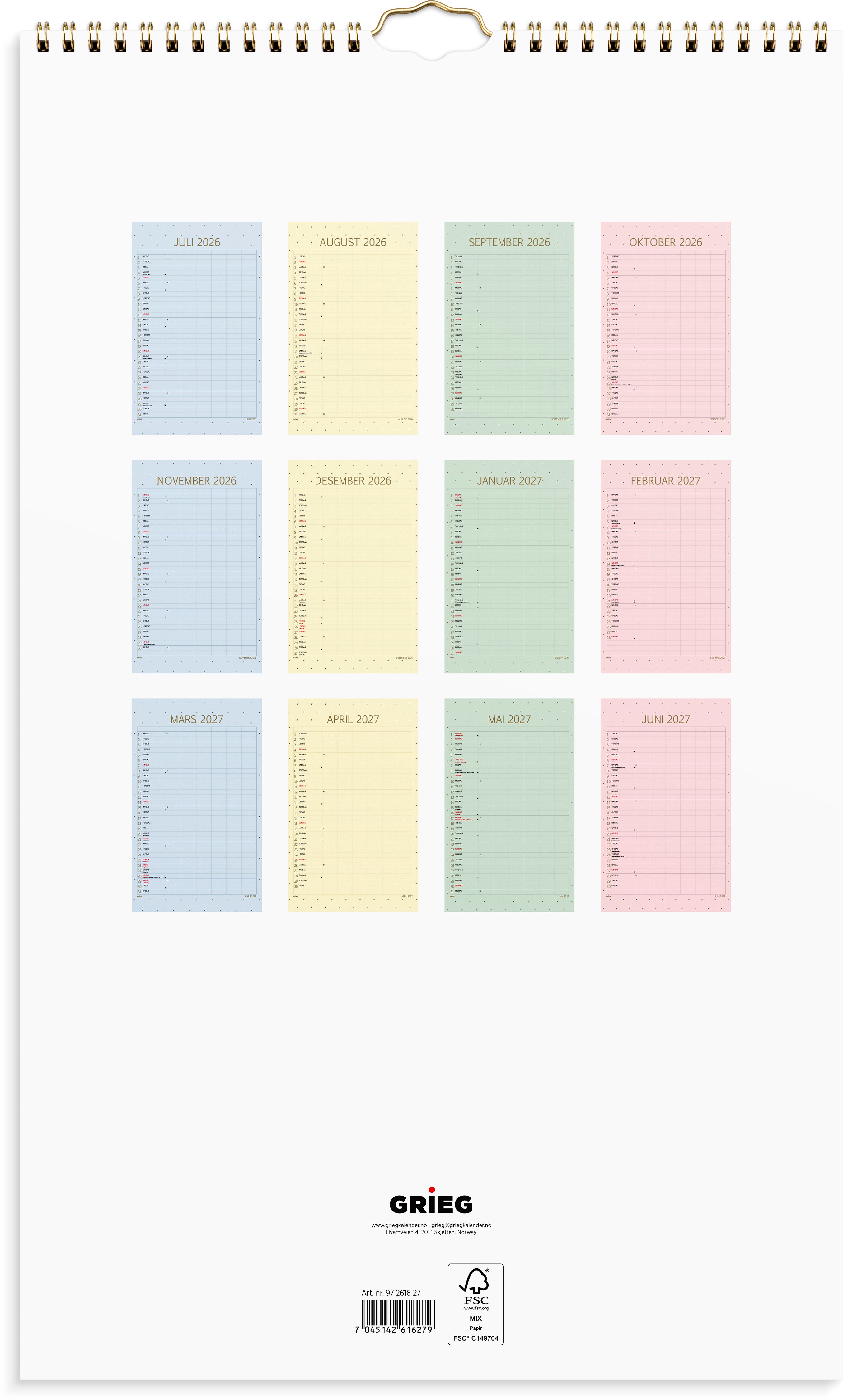 Familiekalender Grieg Color 26/27