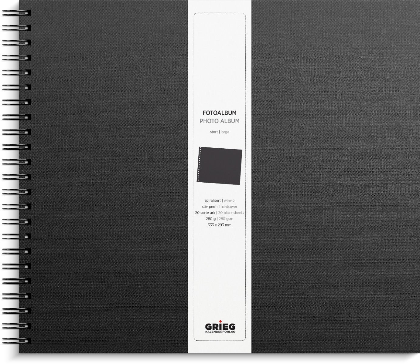 Fotoalbum Grieg stort 40 sider sort