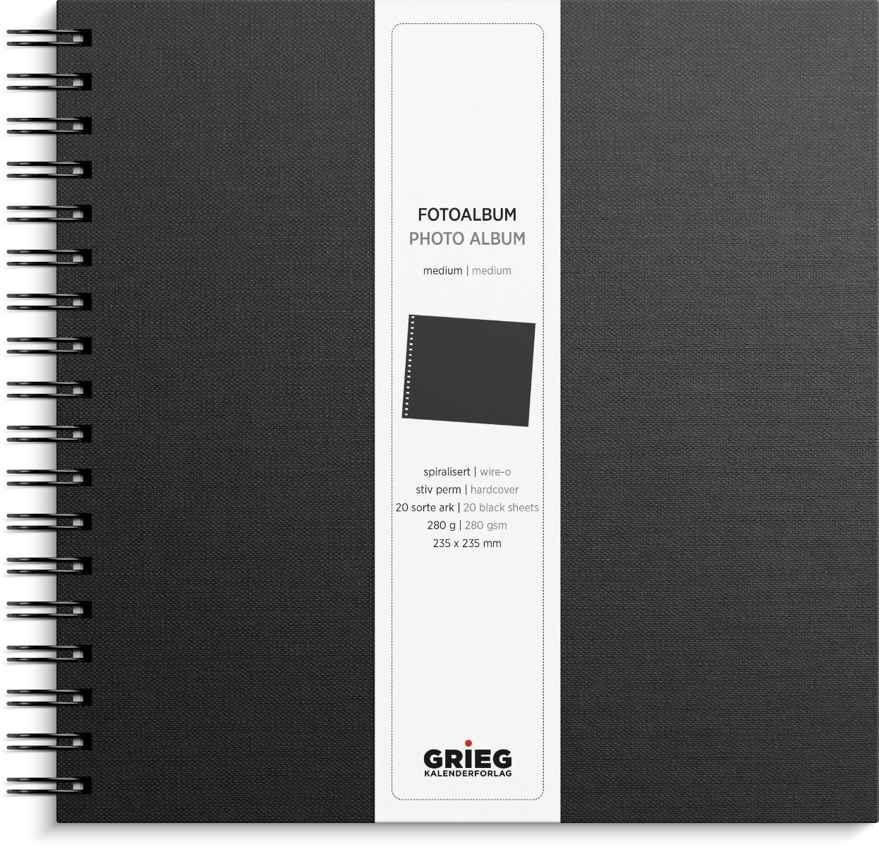 Fotoalbum Grieg medium 40 sider sort