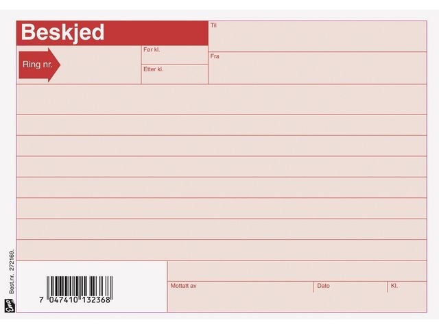 Beskjedblokk A5 Emo 100 blad