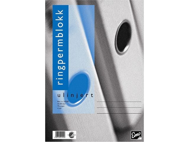 Ringpermblokk Emo A4 70g 80bl ulinjert