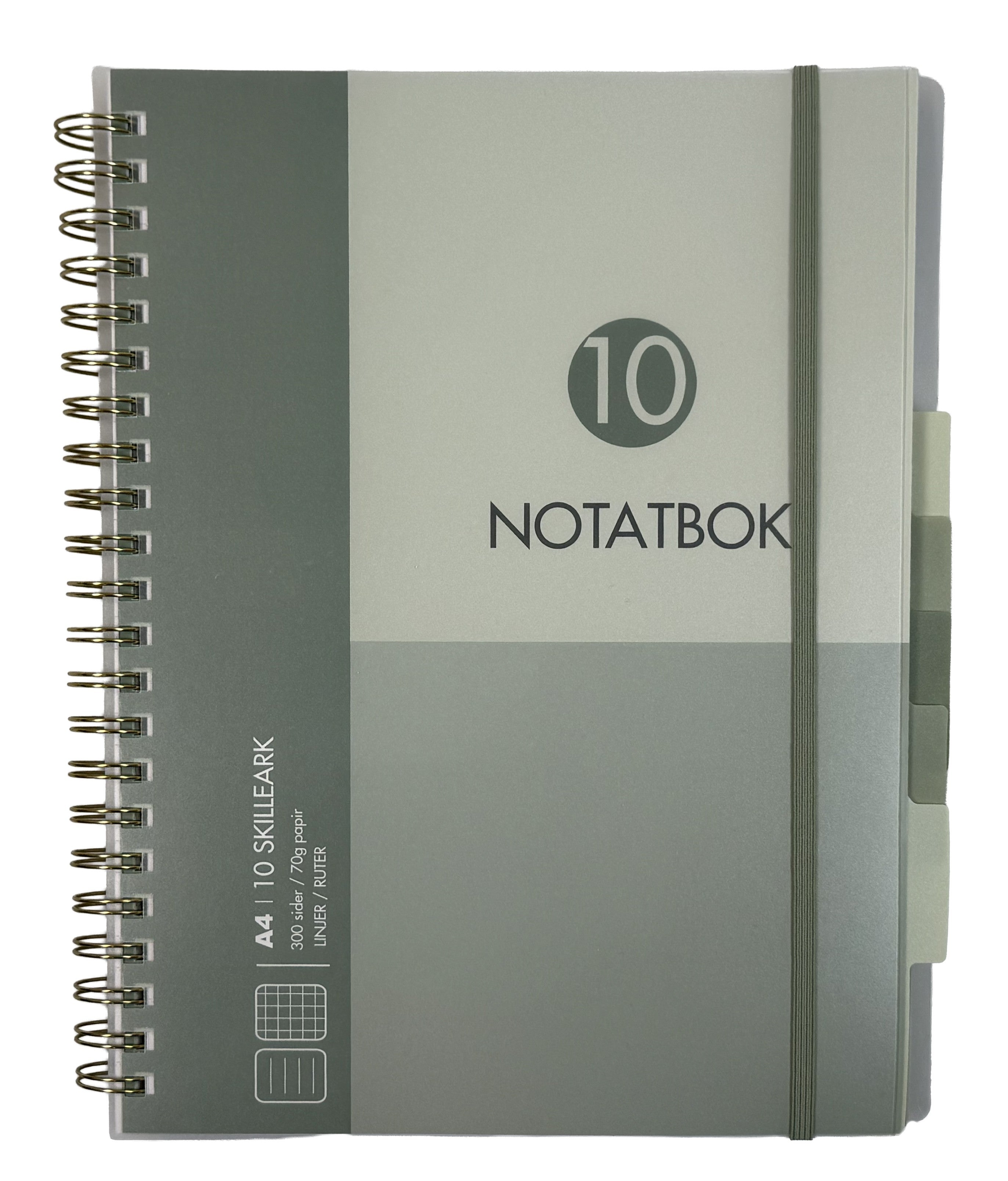 Notatbok med 10 skilleark Norli A4 grønn 300 sider