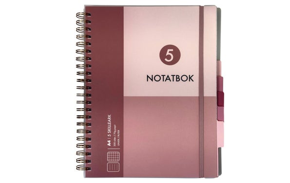 Notatbok med 5 skilleark Norli A4 rosa 300 sider