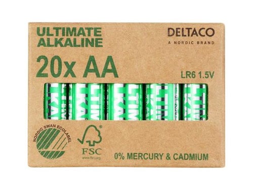 Batteri Deltaco Alkaline AA/LR6 (20)