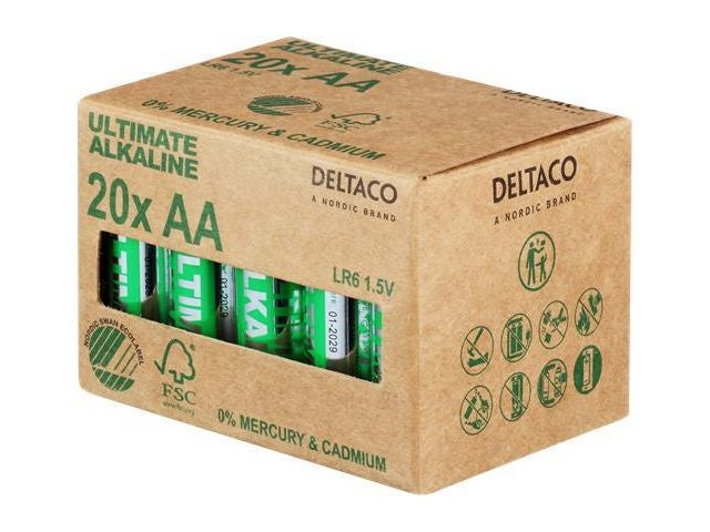 Batteri Deltaco Alkaline AA/LR6 (20)