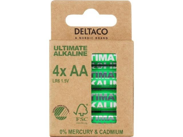 Batteri Deltaco Alkaline AA/LR6 (4)