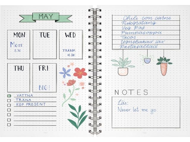 Notatbok Burde Dotter B5 Spiral Blomster