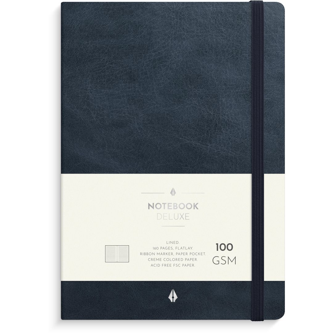 Notatbok Burde Deluxe A5 linjert Mørk Blå
