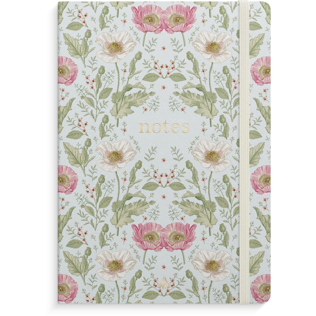 Notatbok Burde Deluxe A5 linjert Blomst Lys Blå