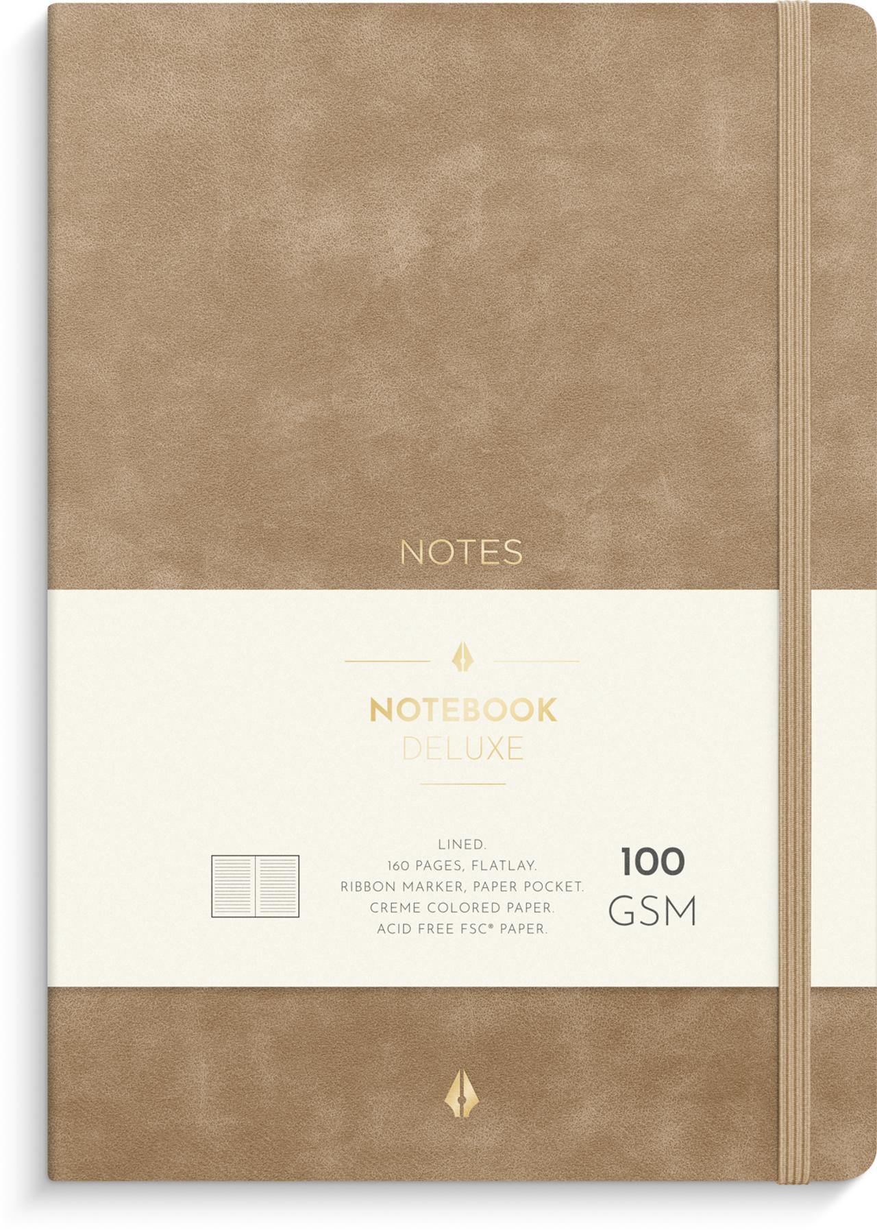 Notatbok Burde Deluxe A5 linjert Smooth Beige
