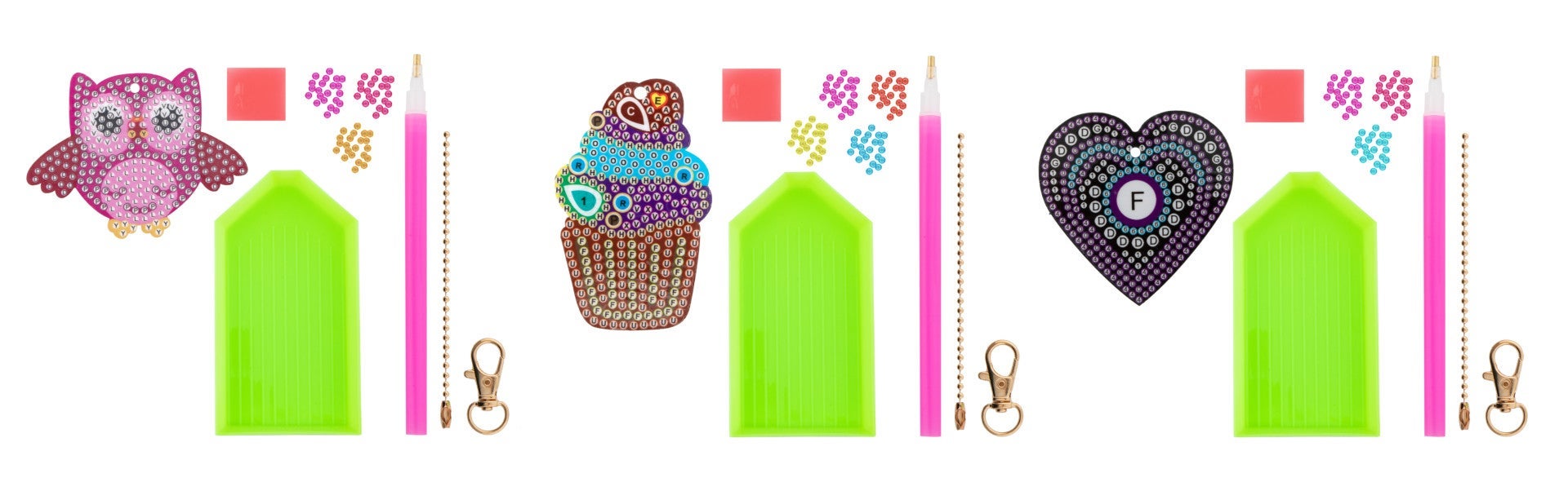 Diamond Painting Diamant Stickers Keyring 3ass