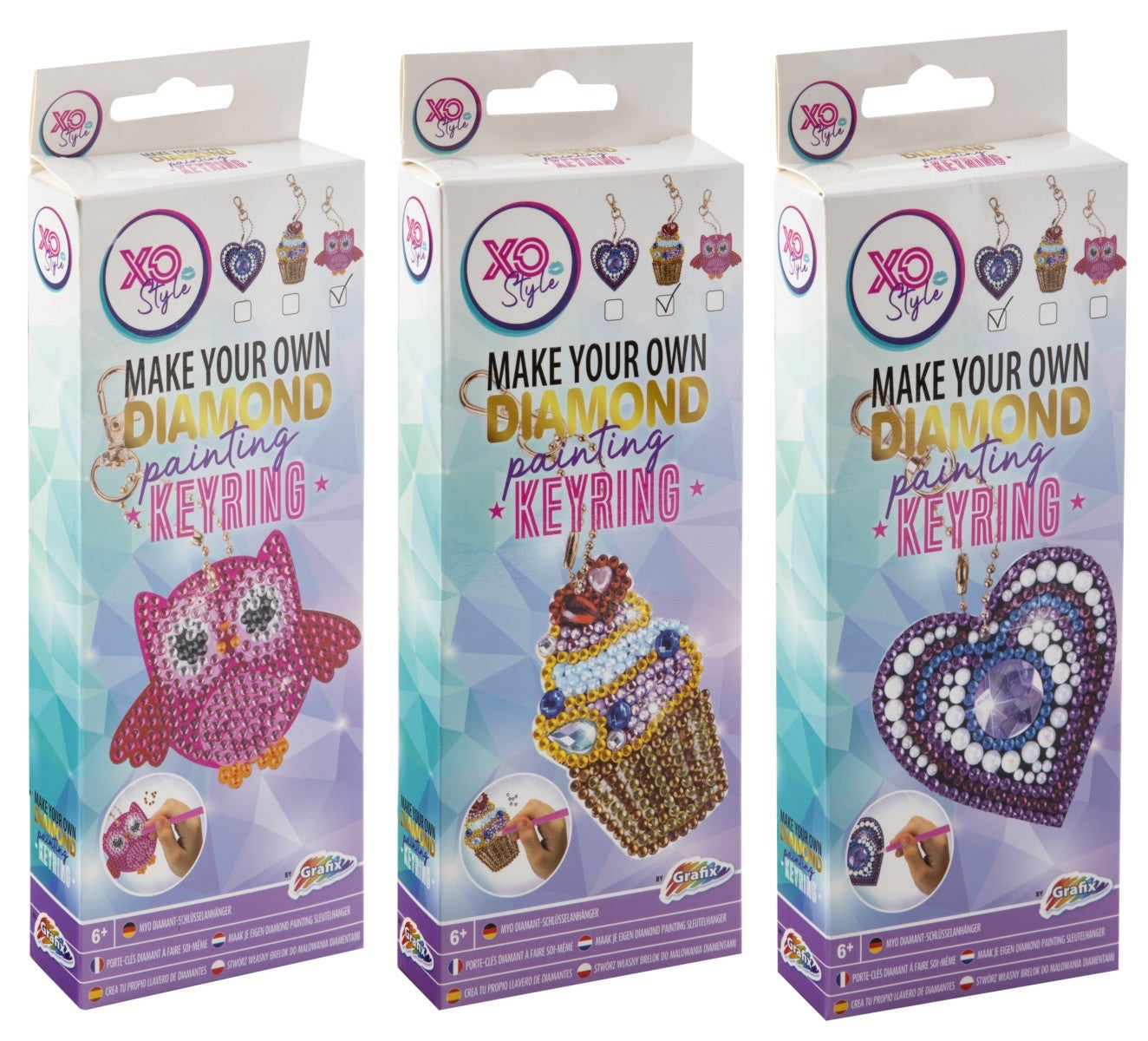 Diamond Painting Diamant Stickers Keyring 3ass