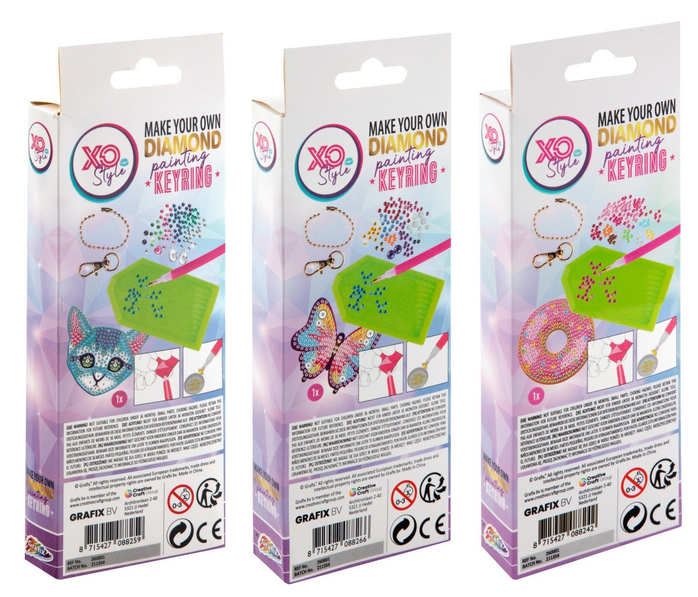 Diamond Painting Diamant Stickers Keyring 3ass