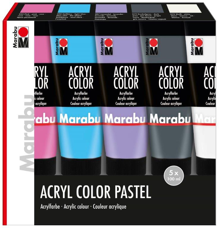 Akrylmalesett Marabu 5x100ml Pastellfarger