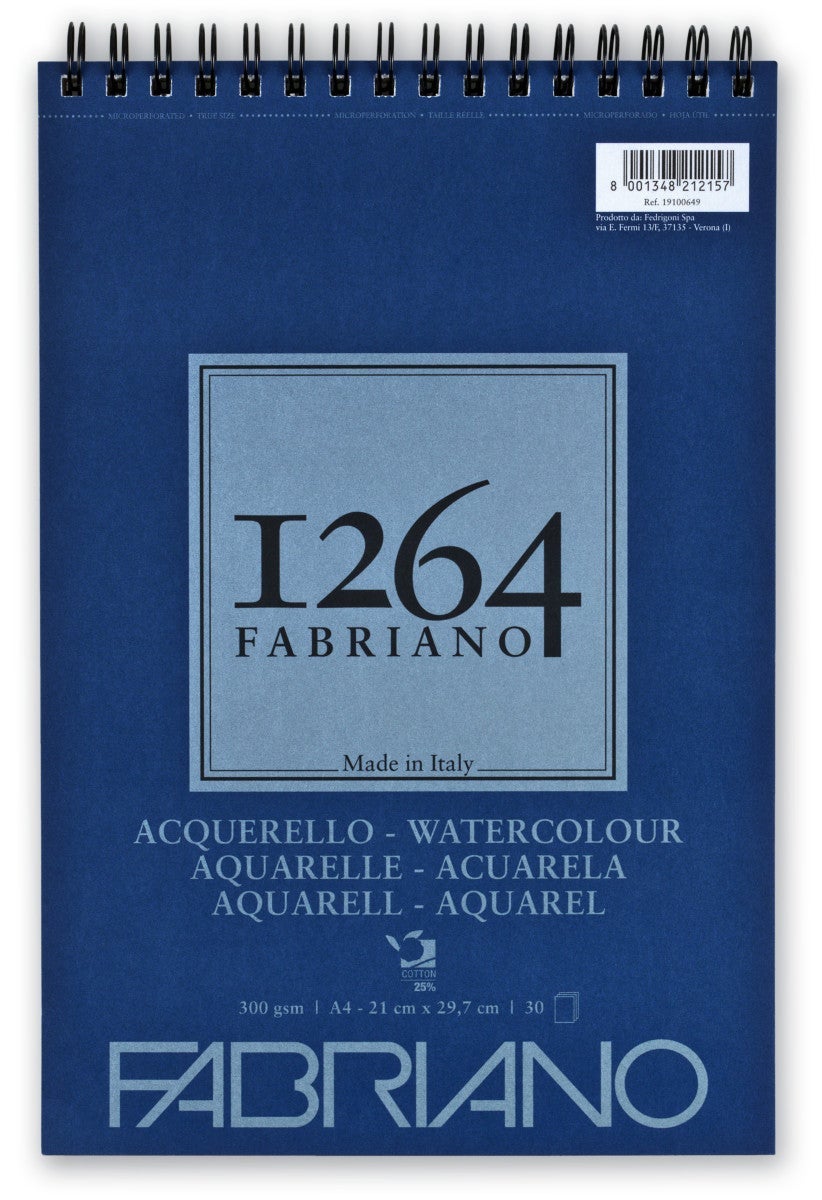 Fabriano 1264 Akvarellblokk A4 Spiral 300g 30ark