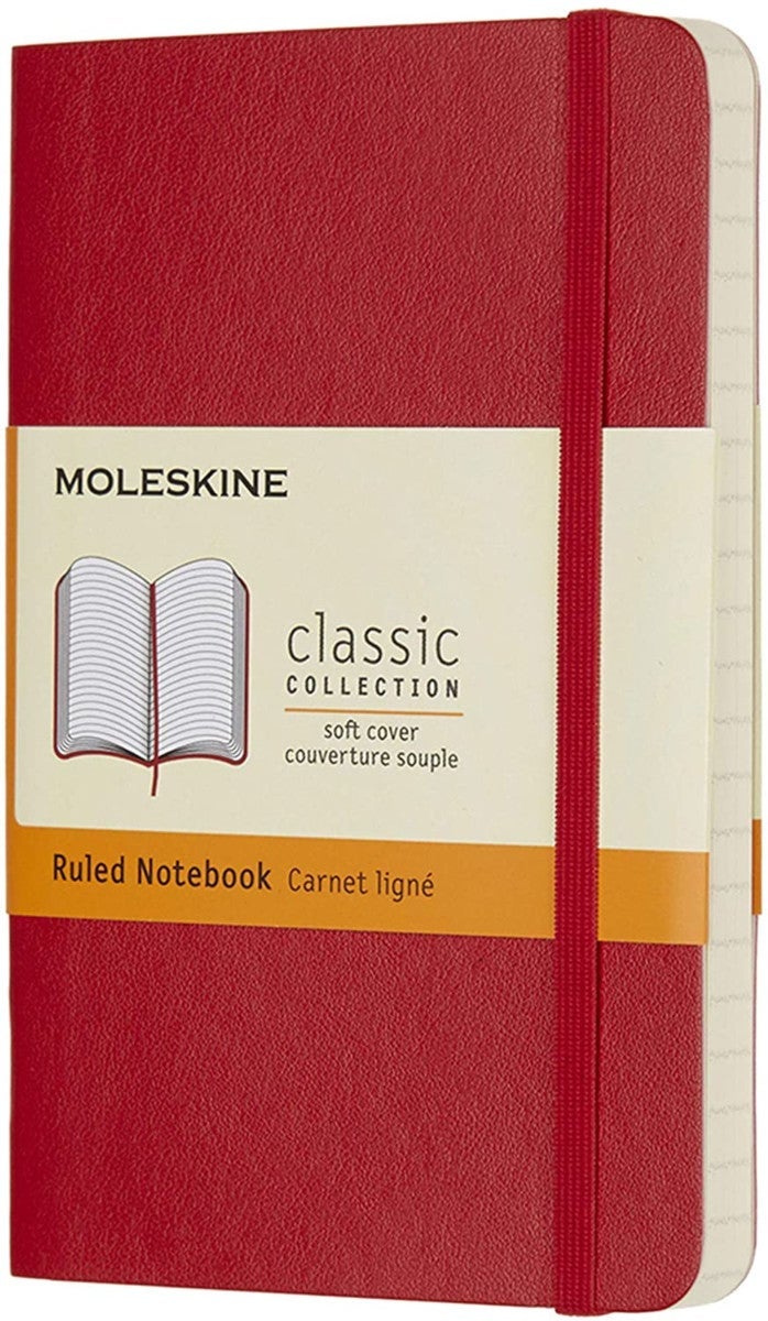 Moleskine Notatbok Linjert Rød Myk Pocket