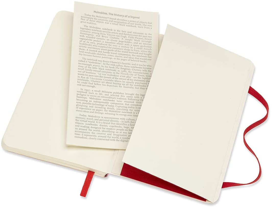 Moleskine Notatbok Linjert Rød Myk Pocket