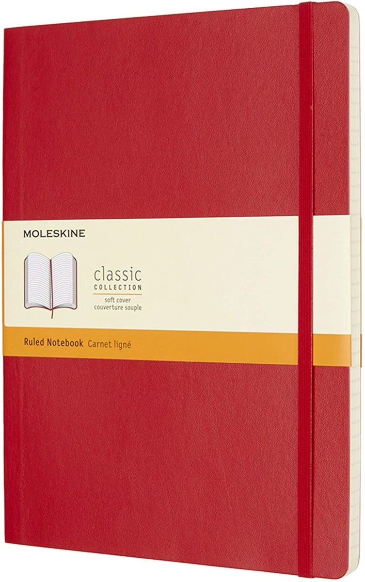 Moleskine Notatbok Linjert Rød Myk XL