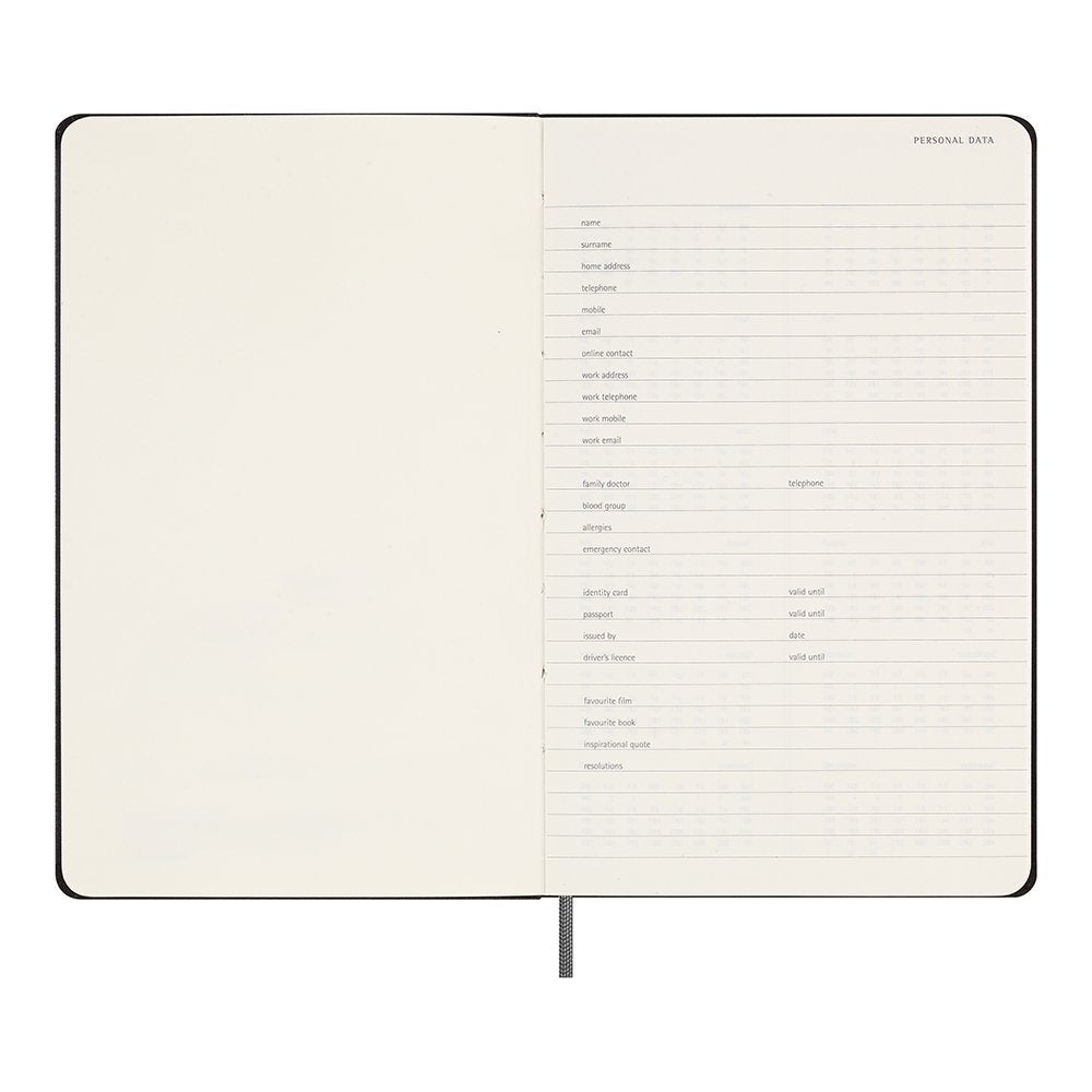 Kalender Moleskine Udatert Hard L Uke Notat Sort