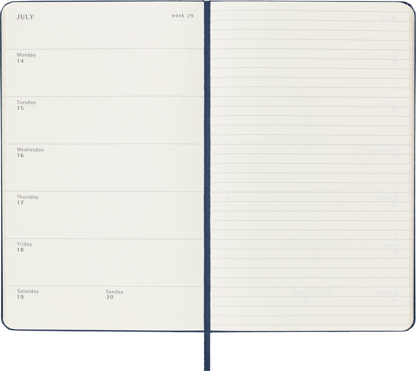 Kalender Moleskine 2025 Hard Large Uke Notat Blå