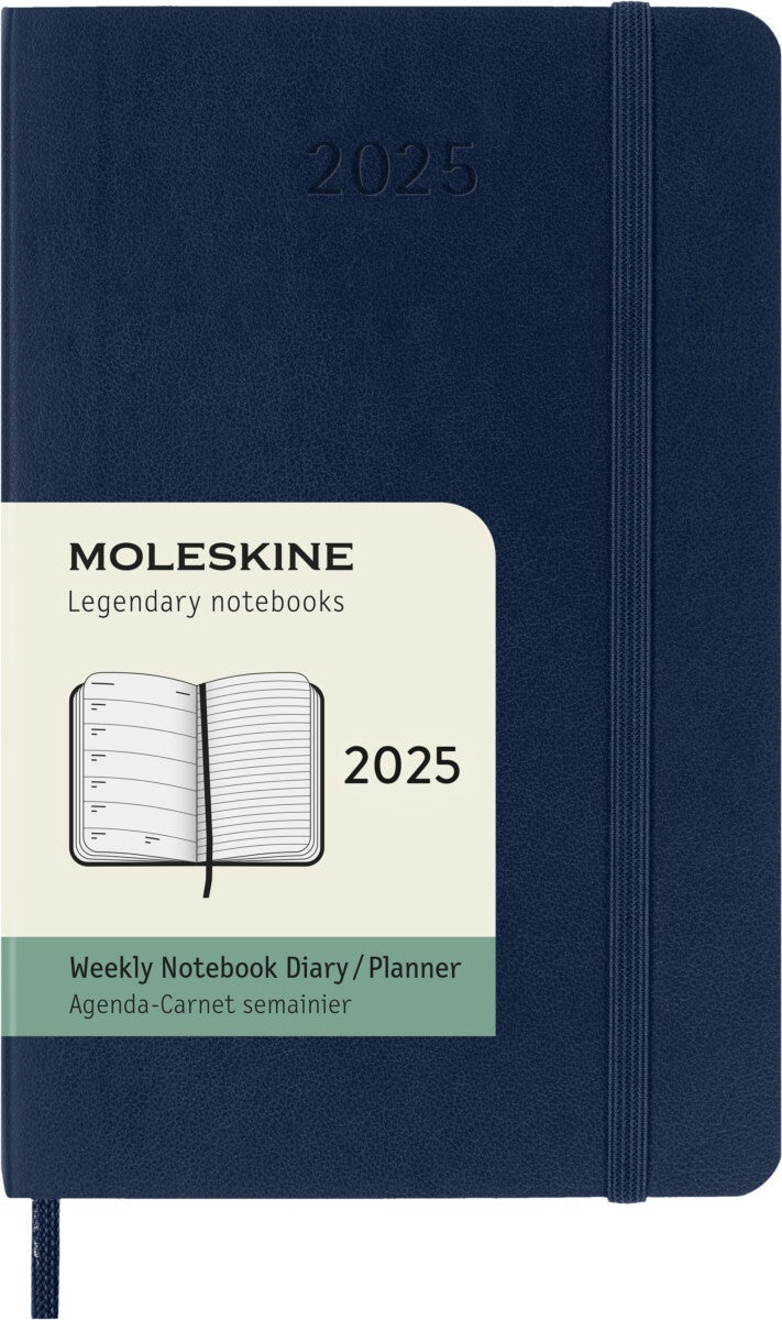 Kalender Moleskine 2025 Soft Pocket Uke Notat Blå