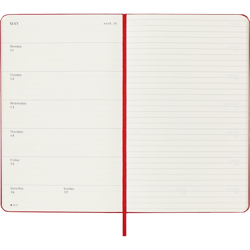 Kalender Moleskine 25/26 18M Hard L Uke Rød