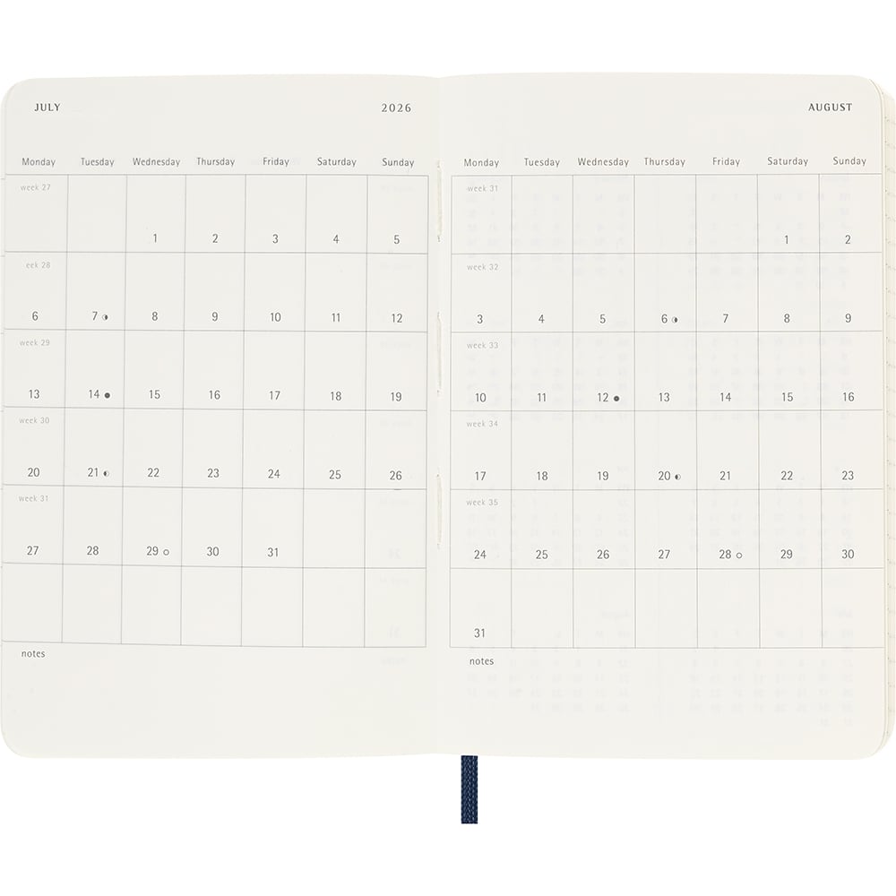 Kalender Moleskine 25/26 18M Soft P Uke Blå