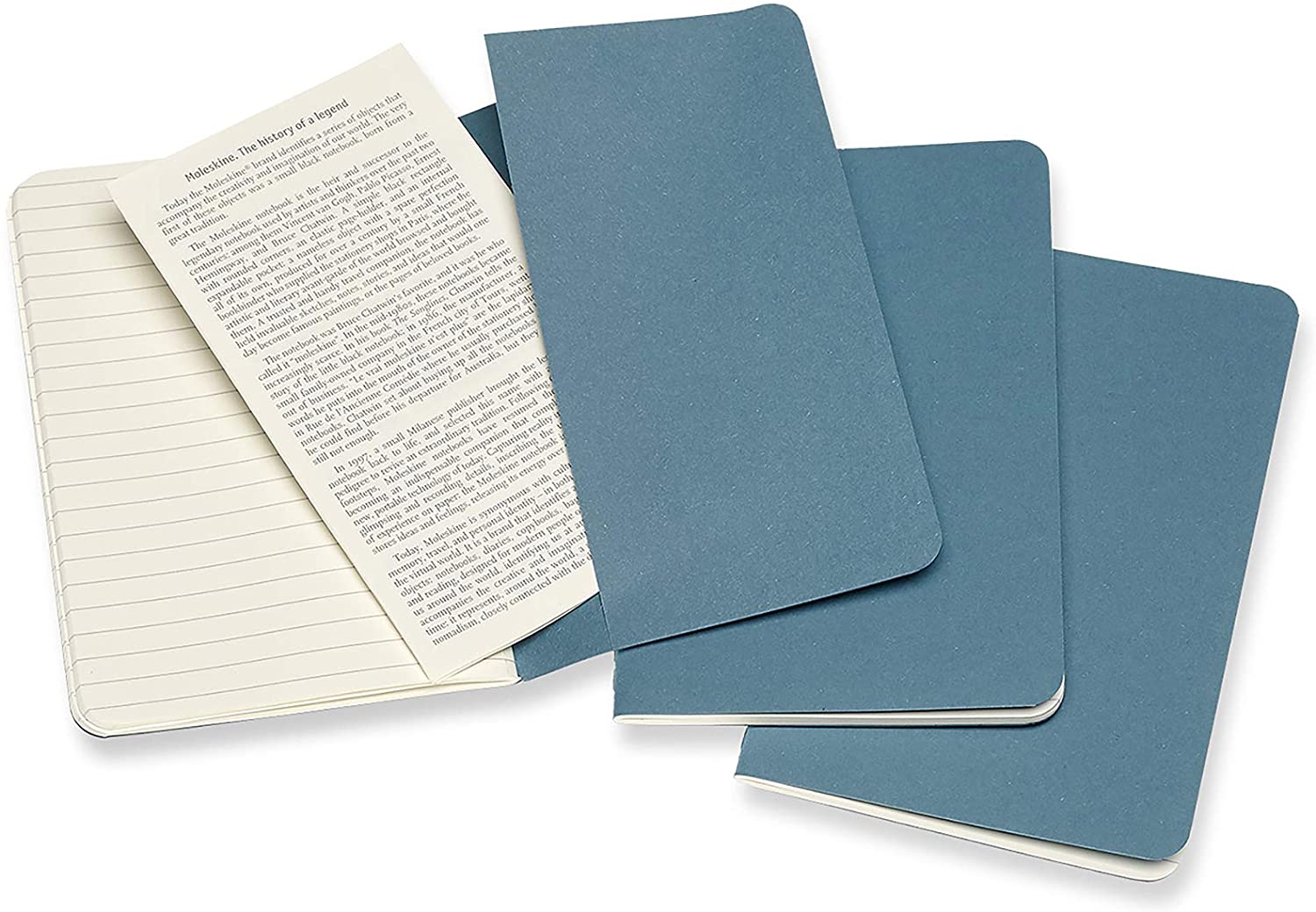 Moleskine Notatbok 3pk P Linjert Brisk Blue