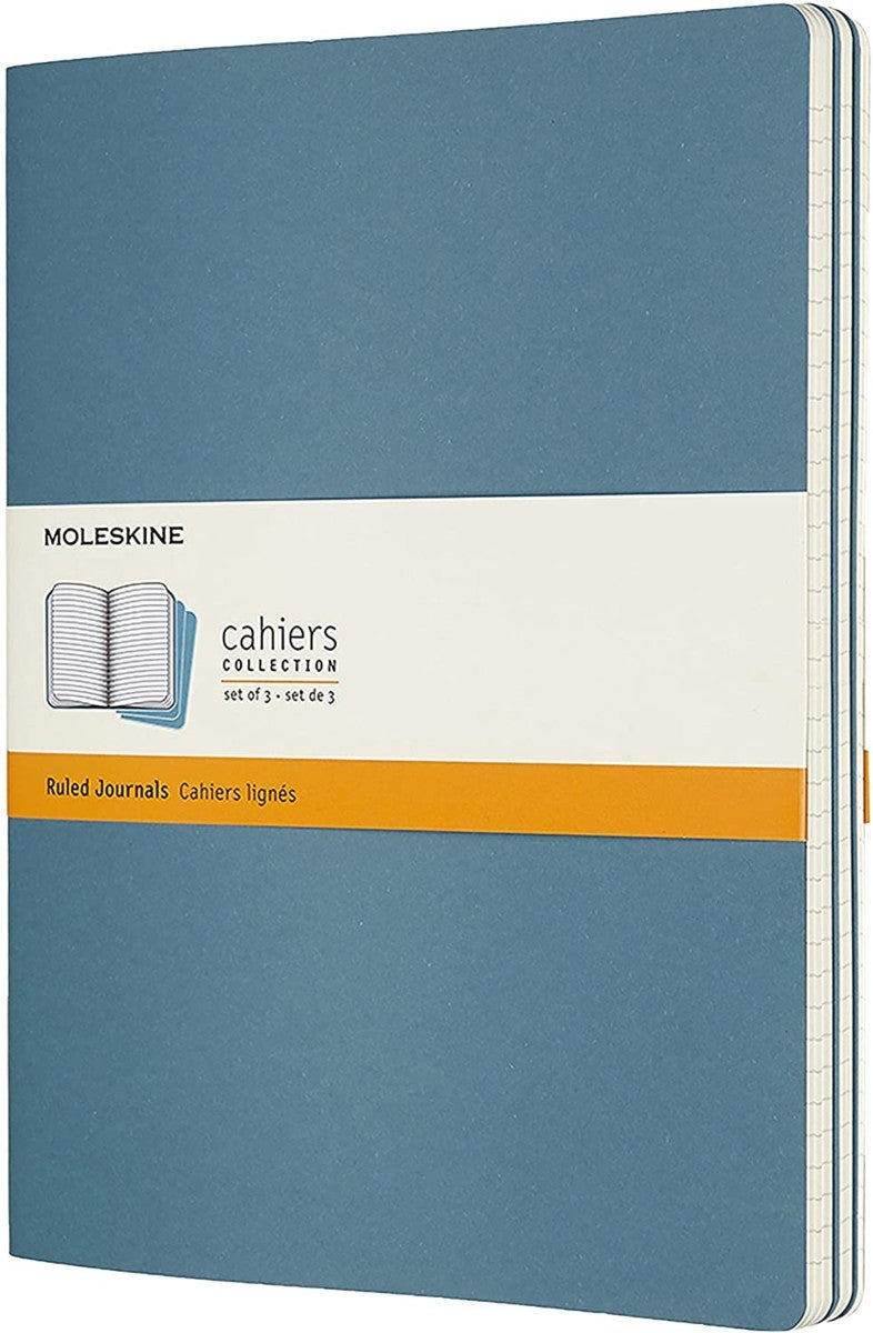 Notatbok Moleskine Cahier 3pk XL Linjert Brisk Blu