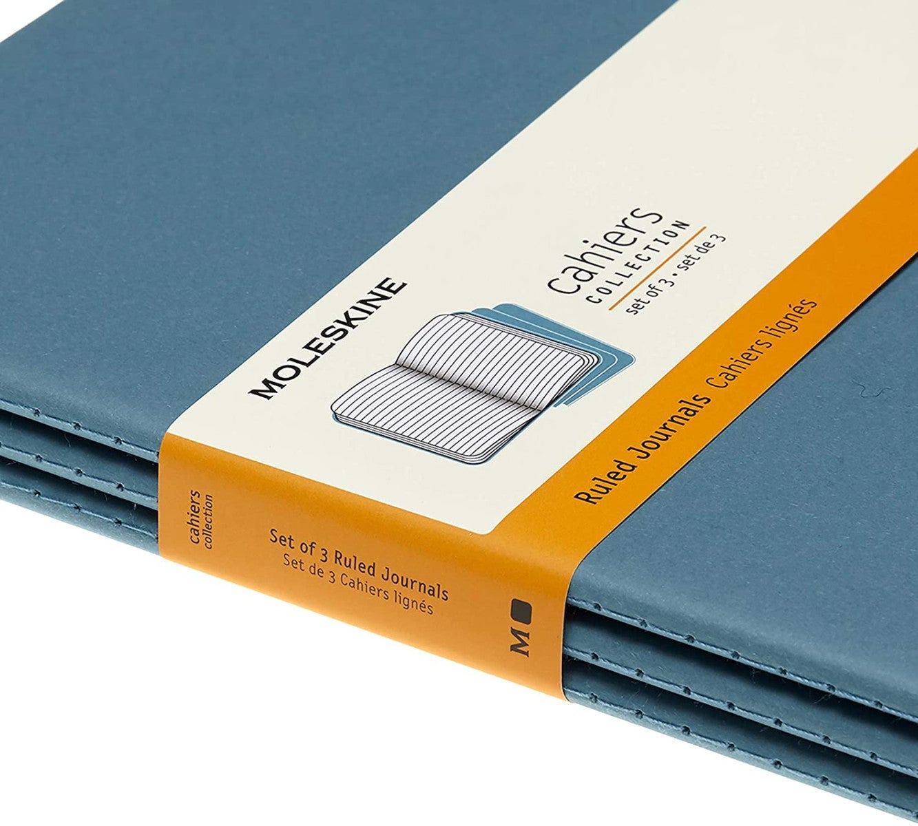 Notatbok Moleskine Cahier 3pk XL Linjert Brisk Blu