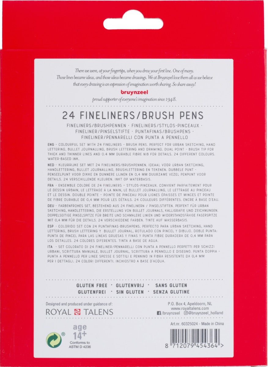 Fineliner Bruynzeel Brushpen Sett 24Stk