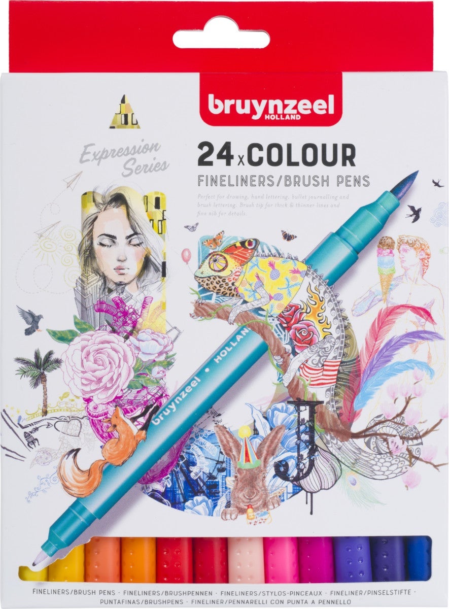 Fineliner Bruynzeel Brushpen Sett 24Stk