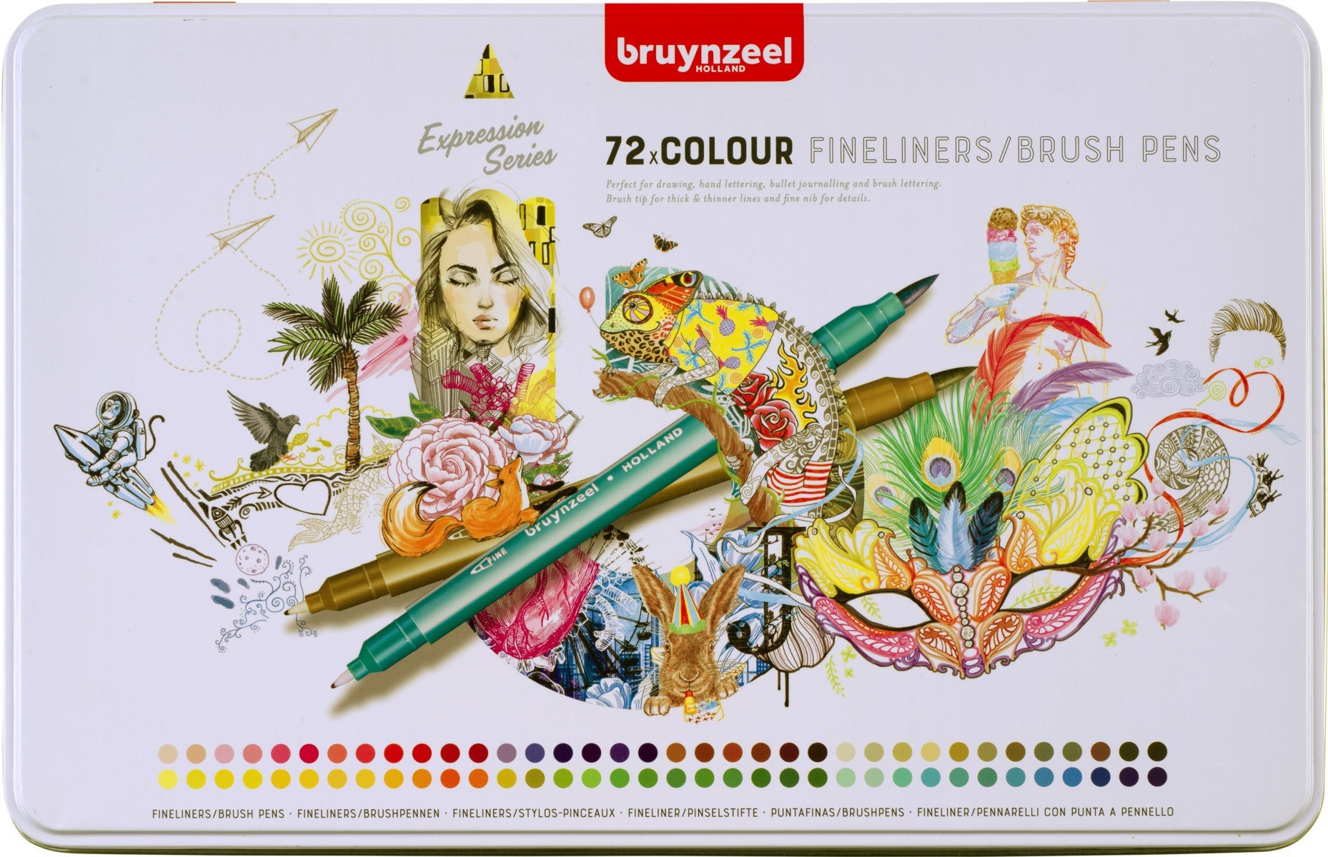 Fineliner Bruynzeel Brushpen Sett 72Stk