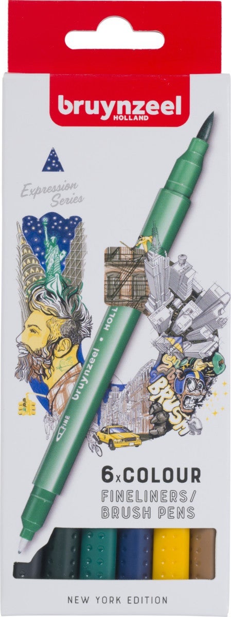 Fineliner Bruynzeel Brushpen Ny 6Stk