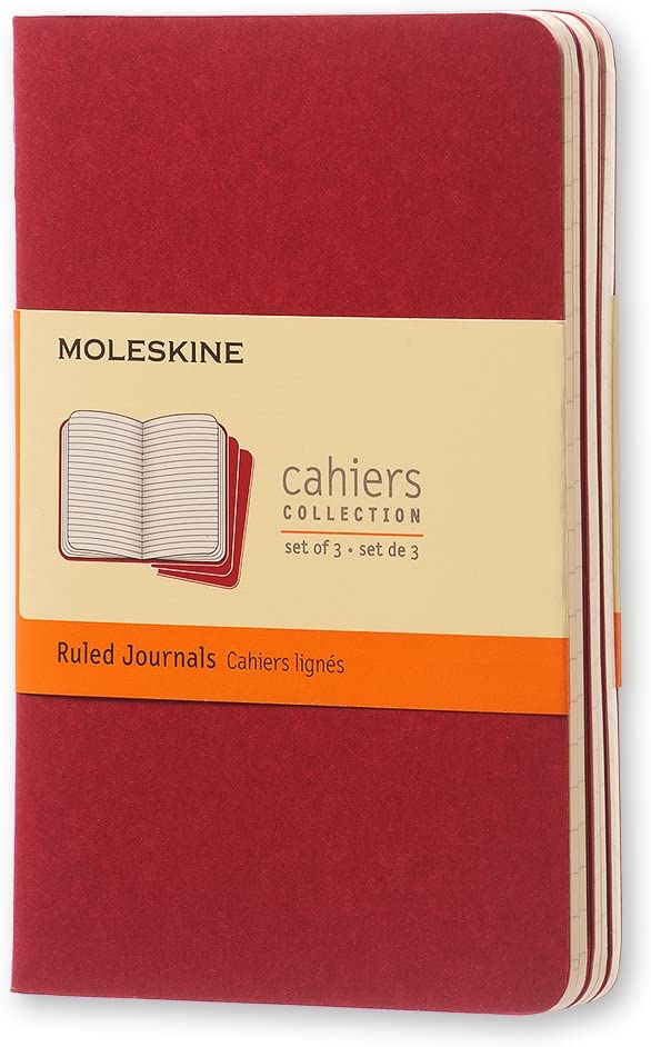 Moleskine Ruled Cahier - Red Cover (3 Set) - --