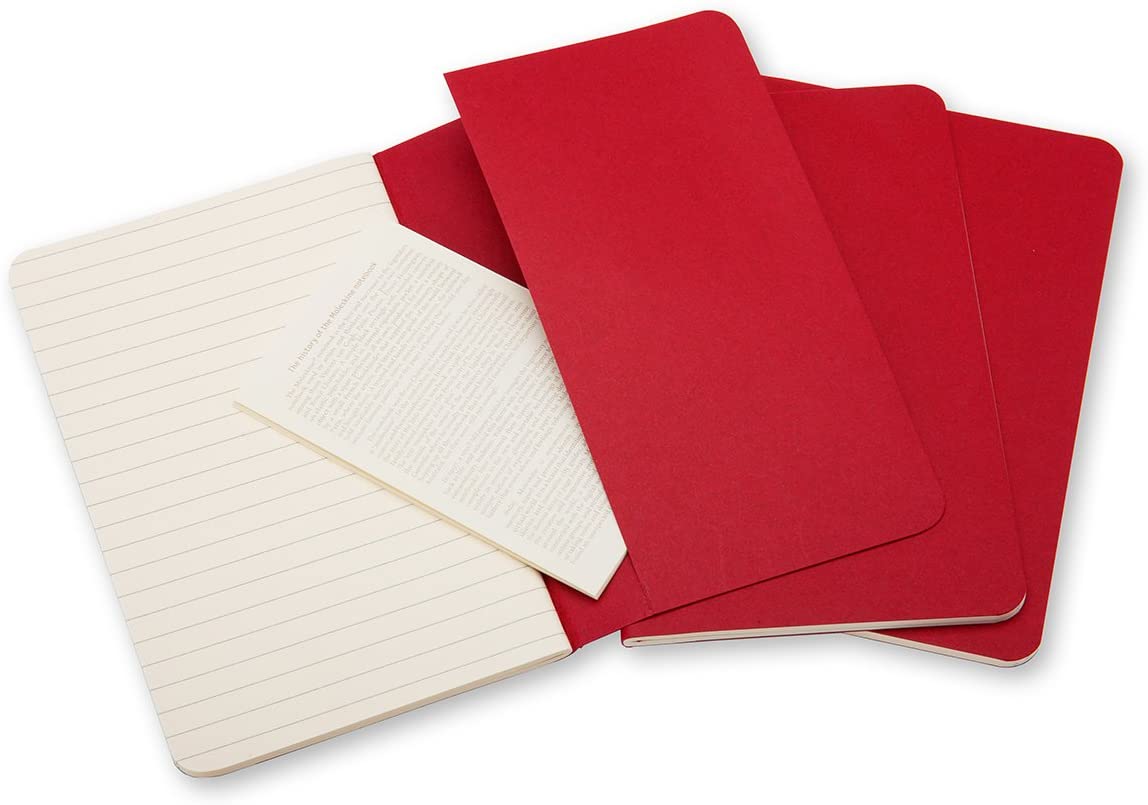 Moleskine Ruled Cahier - Red Cover (3 Set)