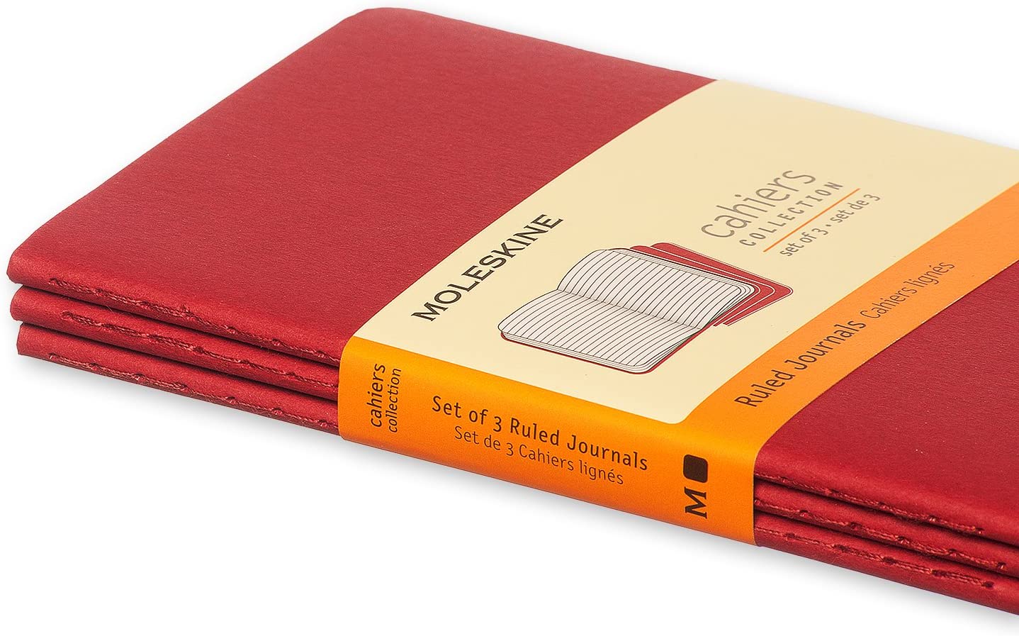 Moleskine Ruled Cahier - Red Cover (3 Set)