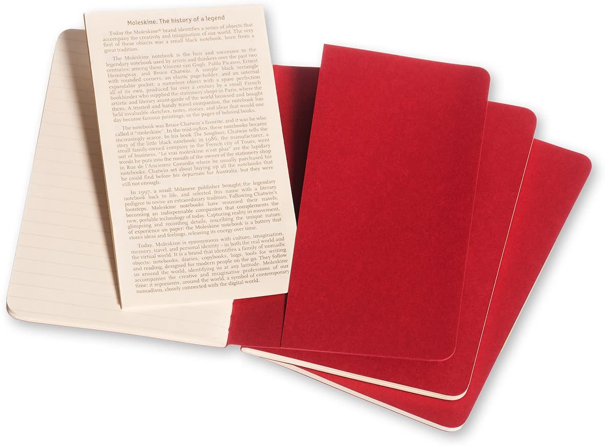 Moleskine Ruled Cahier - Red Cover (3 Set)