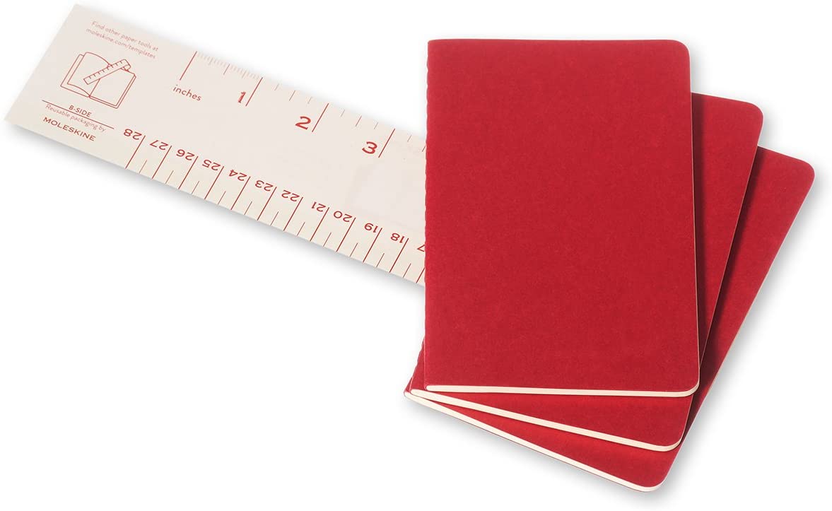 Moleskine Ruled Cahier - Red Cover (3 Set)