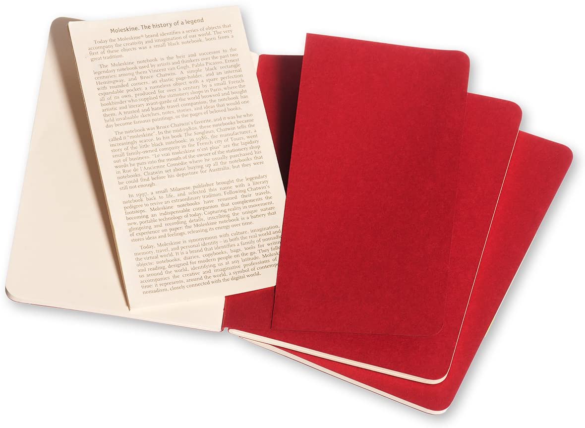 Notatbok Moleskine Cahier Ulinjert Rød Pocket (3)