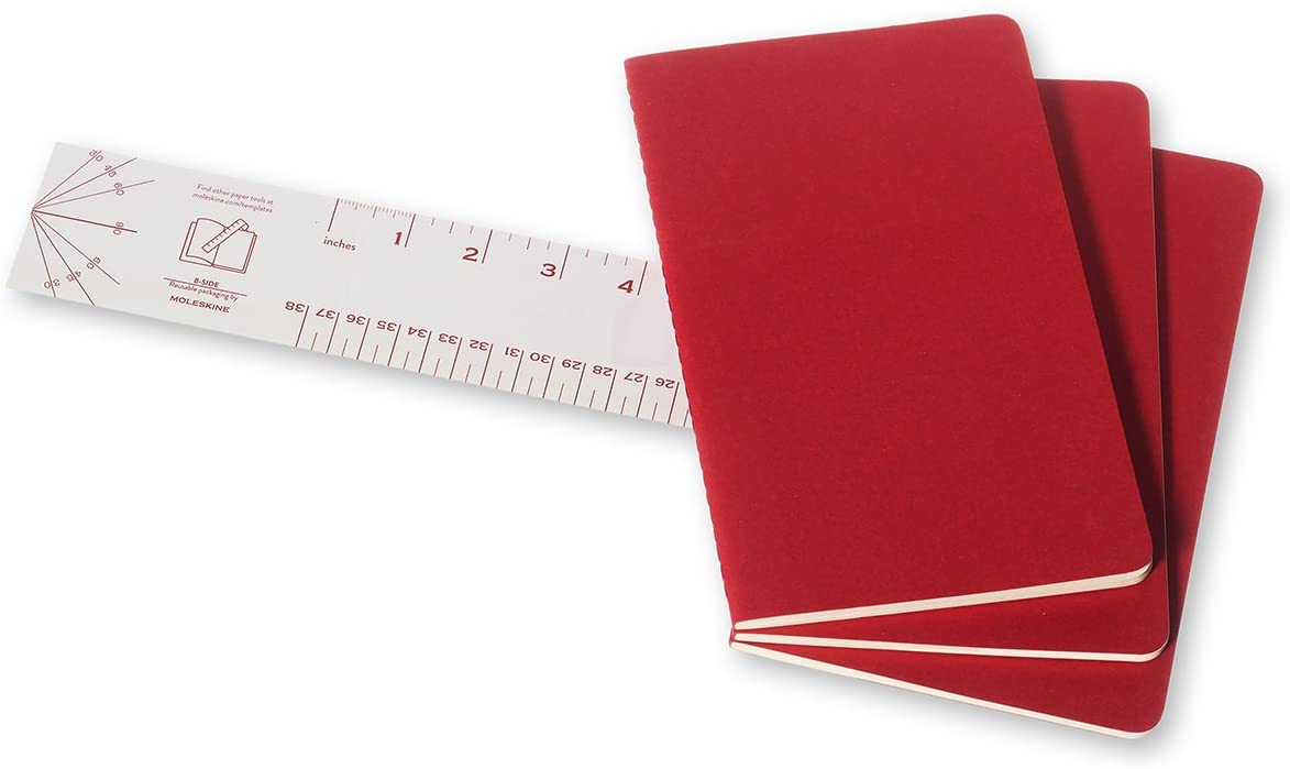 Moleskine Plain Cahier L - Red Cover (3 Set)