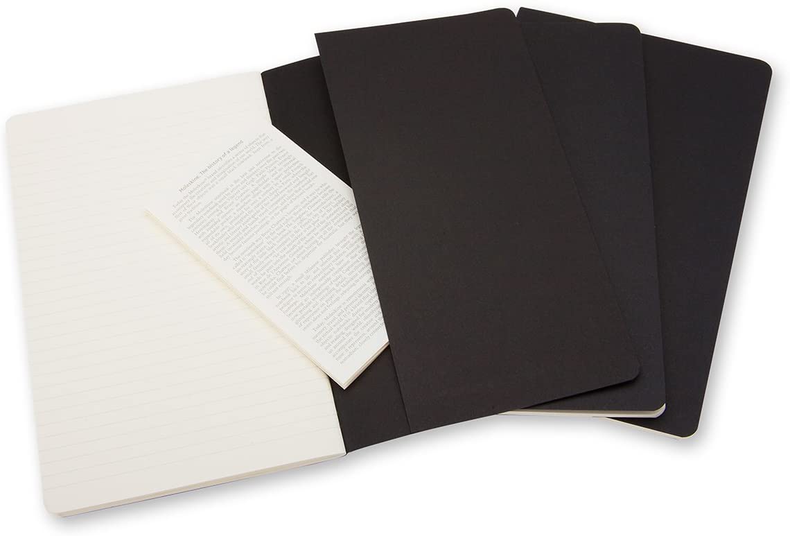Moleskine Ruled Cahier L - Black Cover (3 Set)